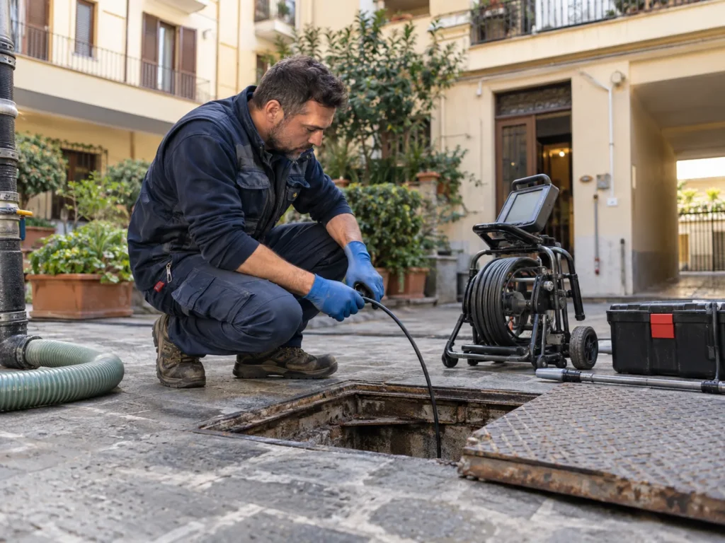 Valutazione tecnica di un pozzetto prima di un intervento sugli scarichi